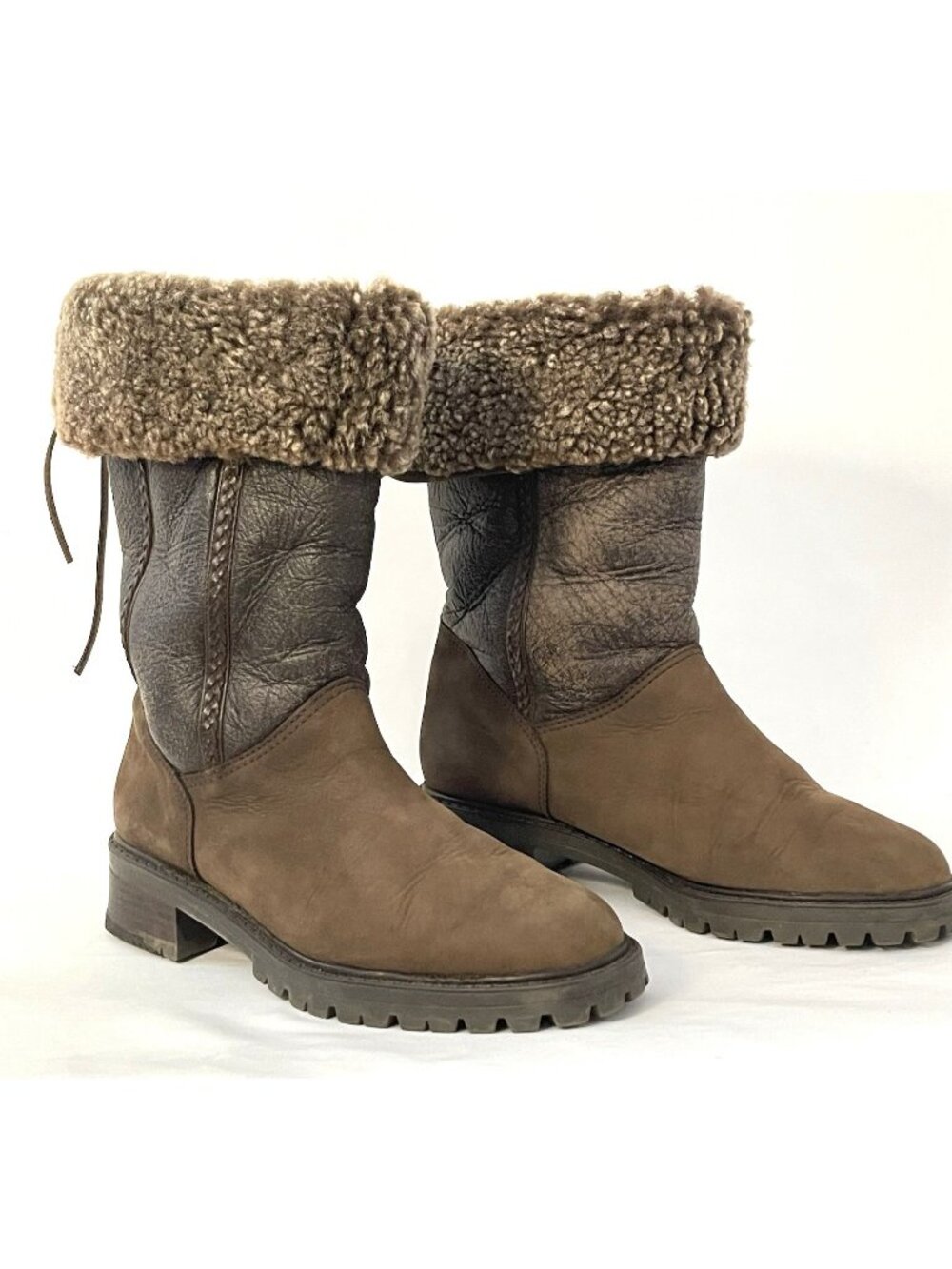 Vintage Schapuro Boots sz 41 Made in West Germany Shearling Lined Leather Brown